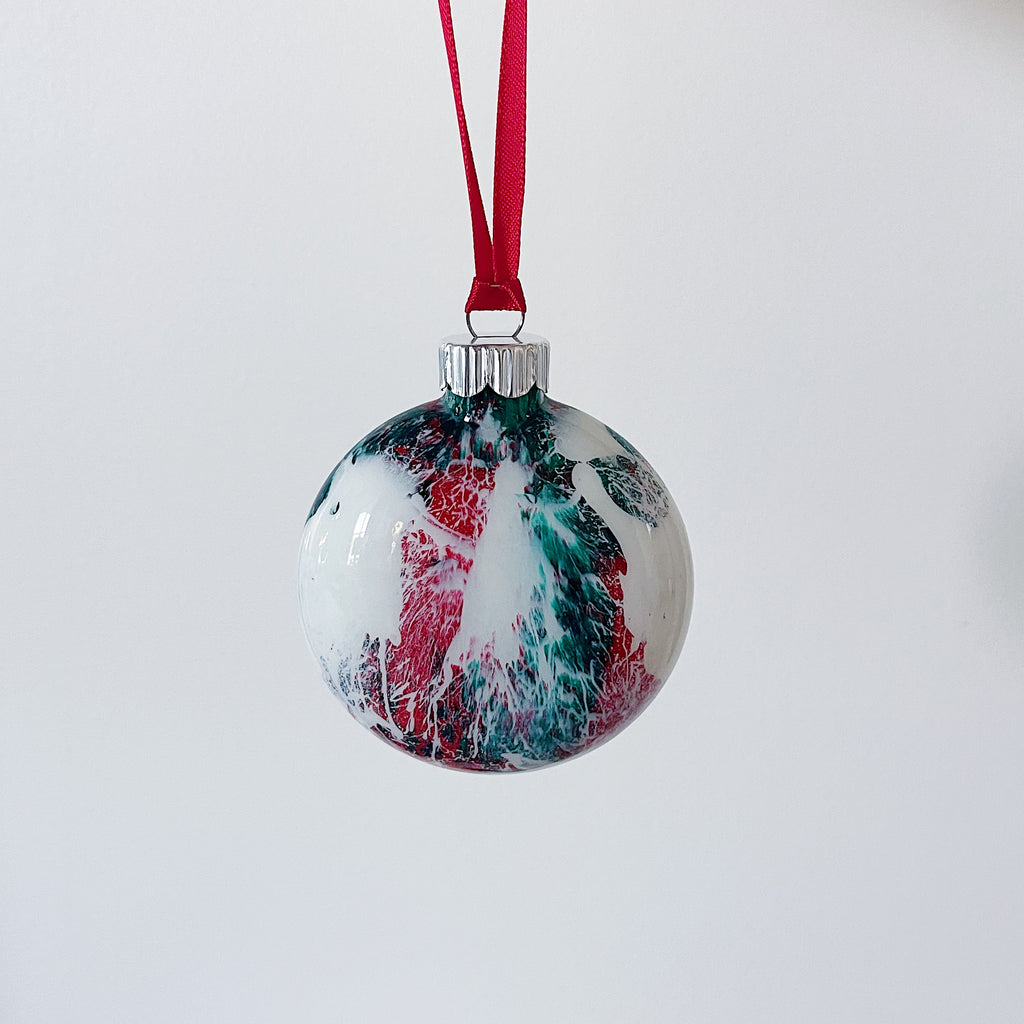Painted red/white/green ornament