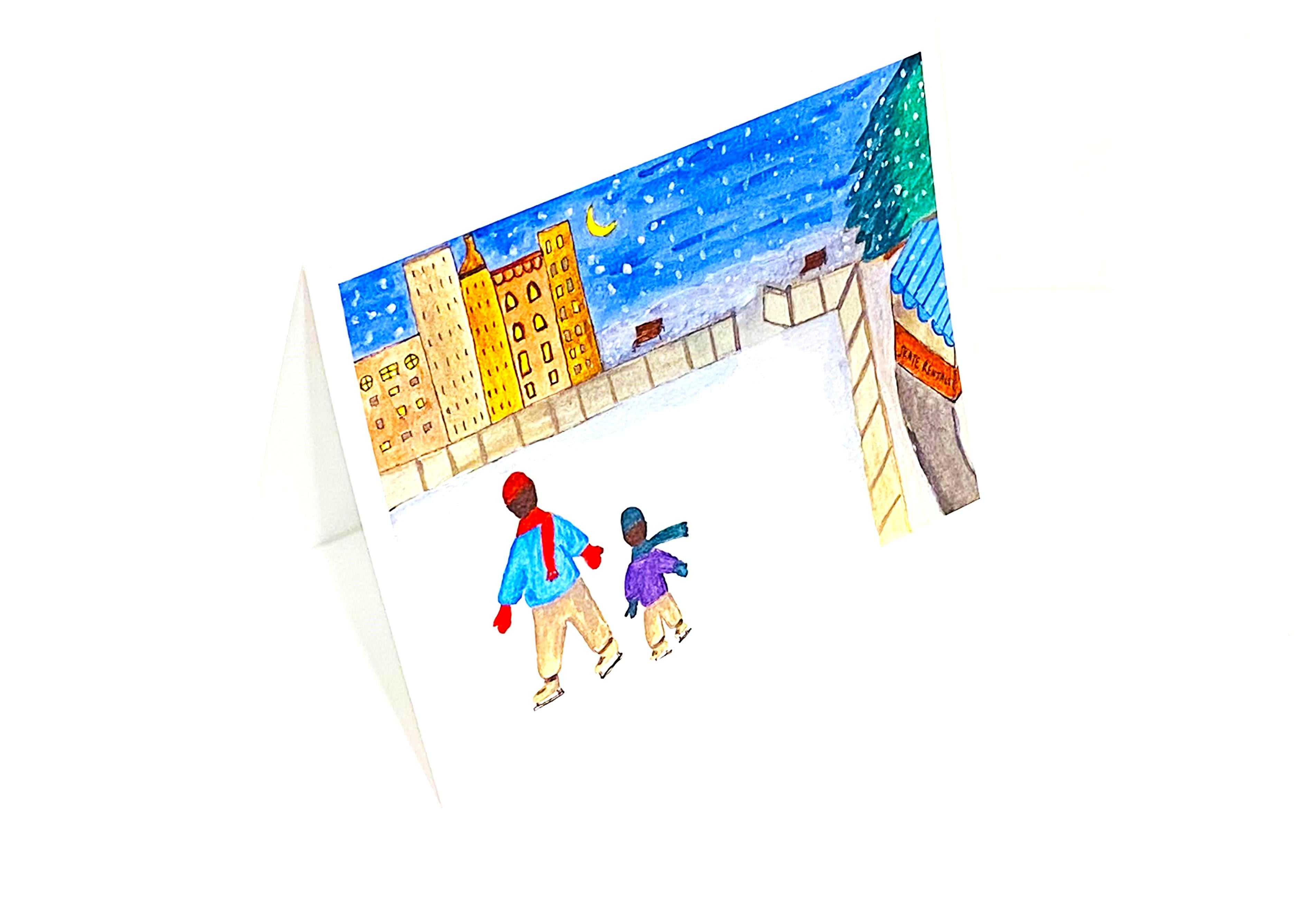 The Ice Skaters - Holiday Greeting Card