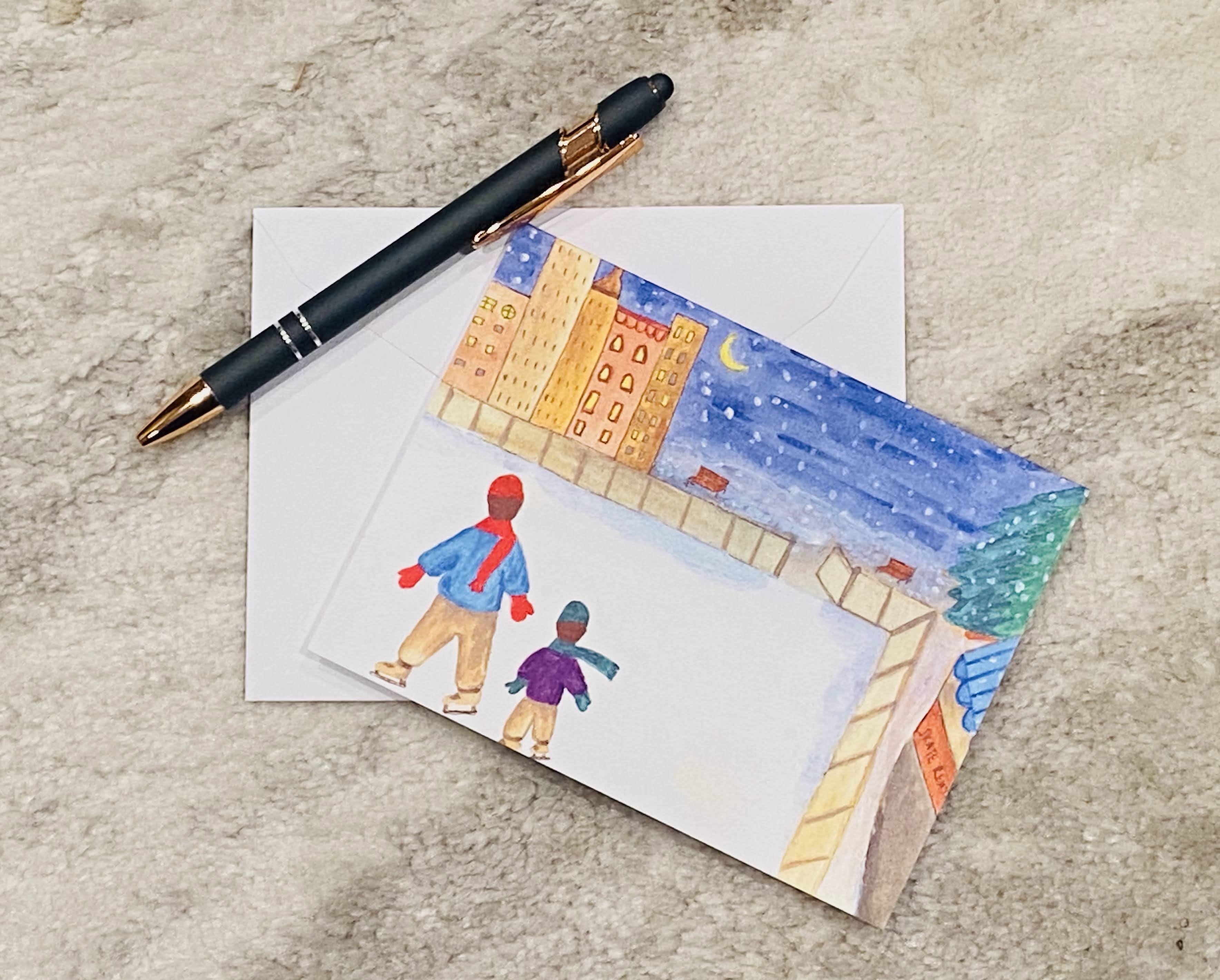 The Ice Skaters - Holiday Greeting Card