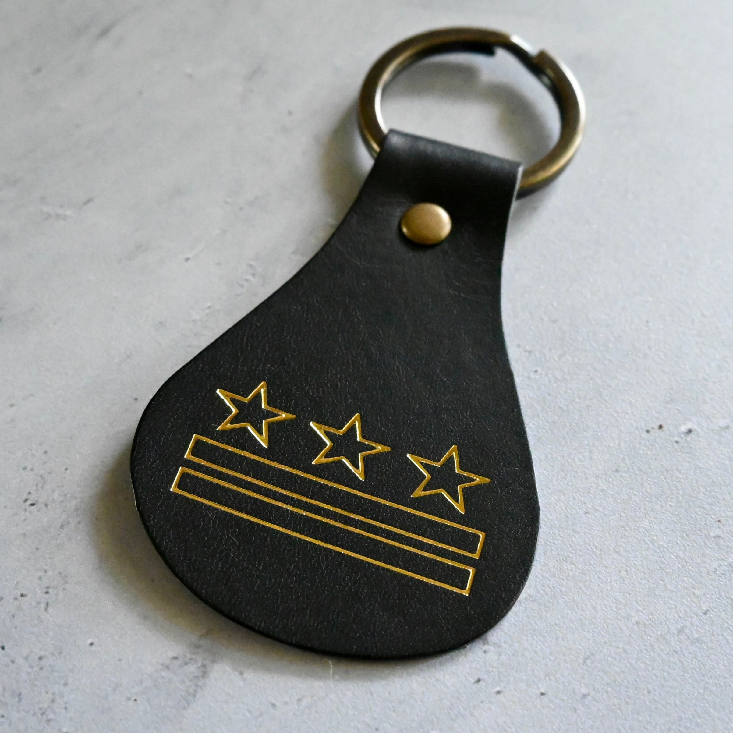 Leather DC Flag Keychain