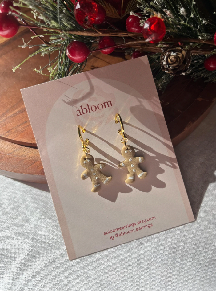 Gingerbread Huggie Earrings
