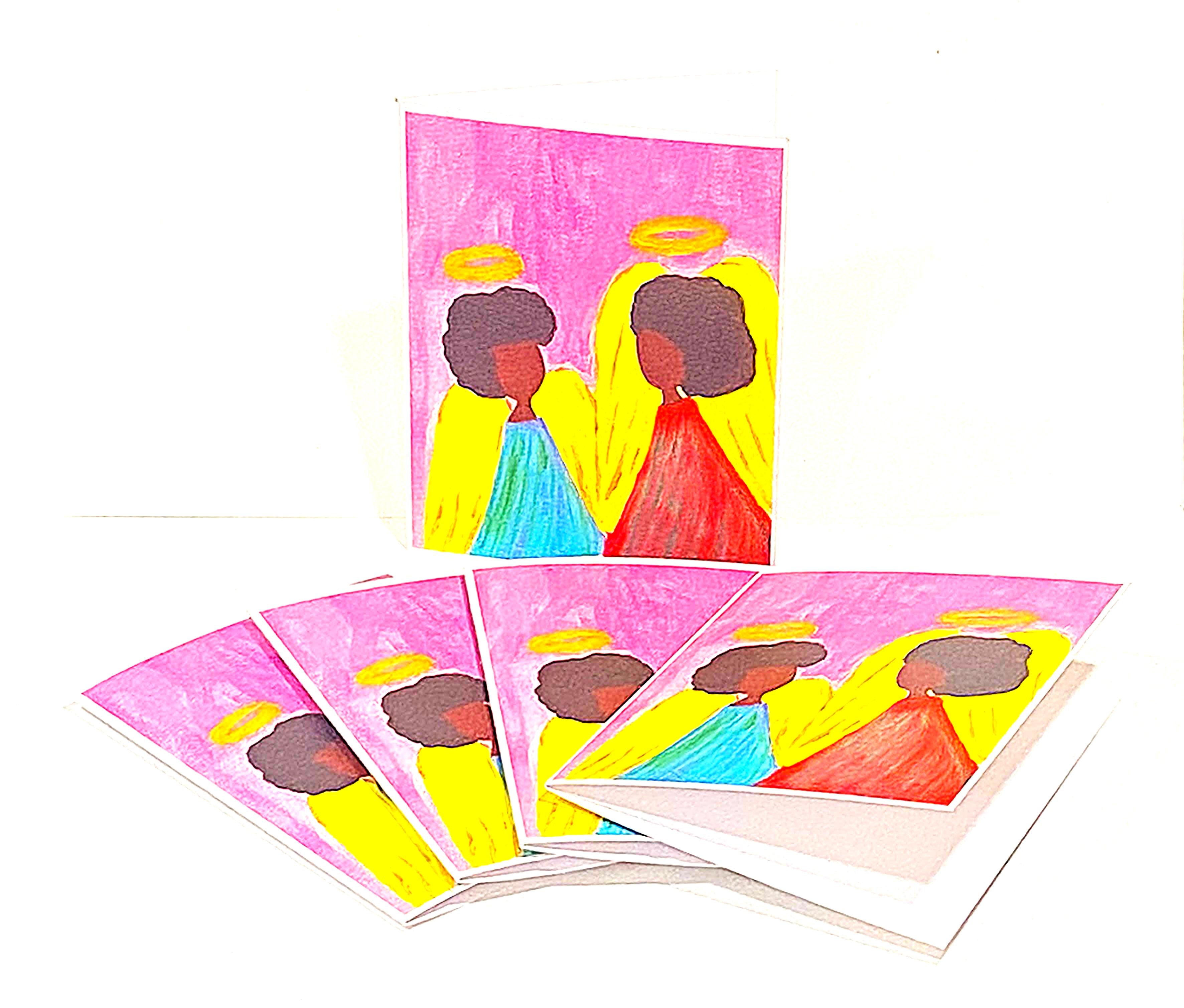 Two Angels Talking - Holiday Greeting Card