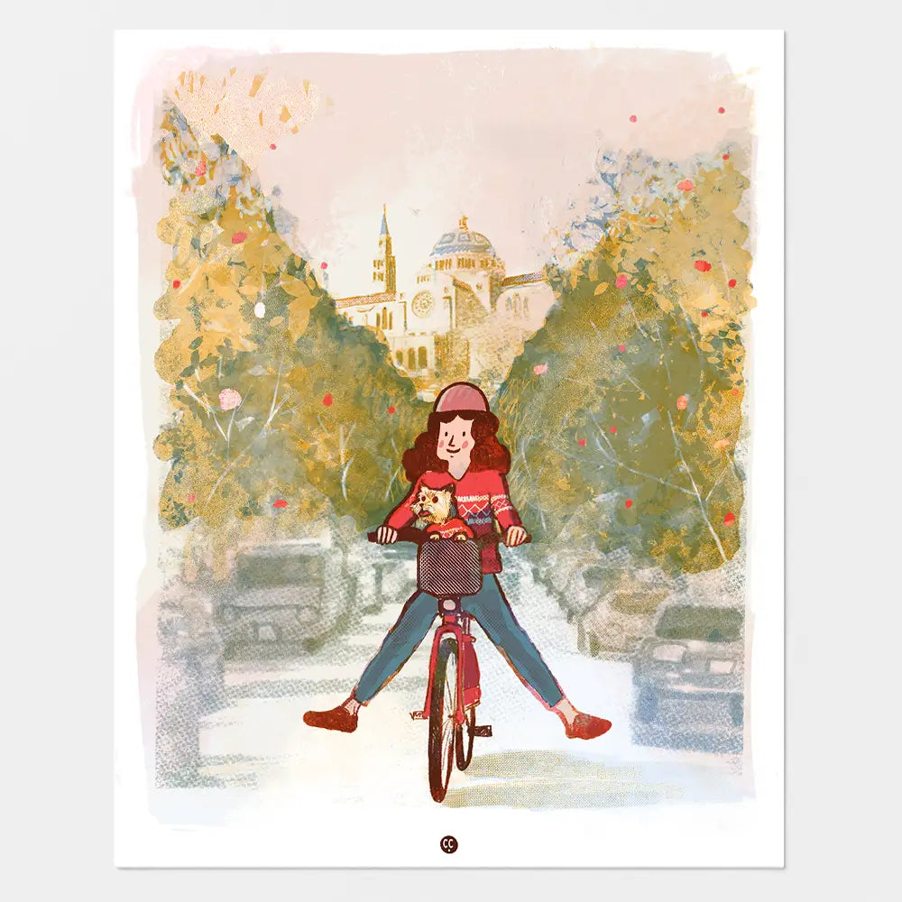 Postcard - Winter Bikeride, with Basilica in the background